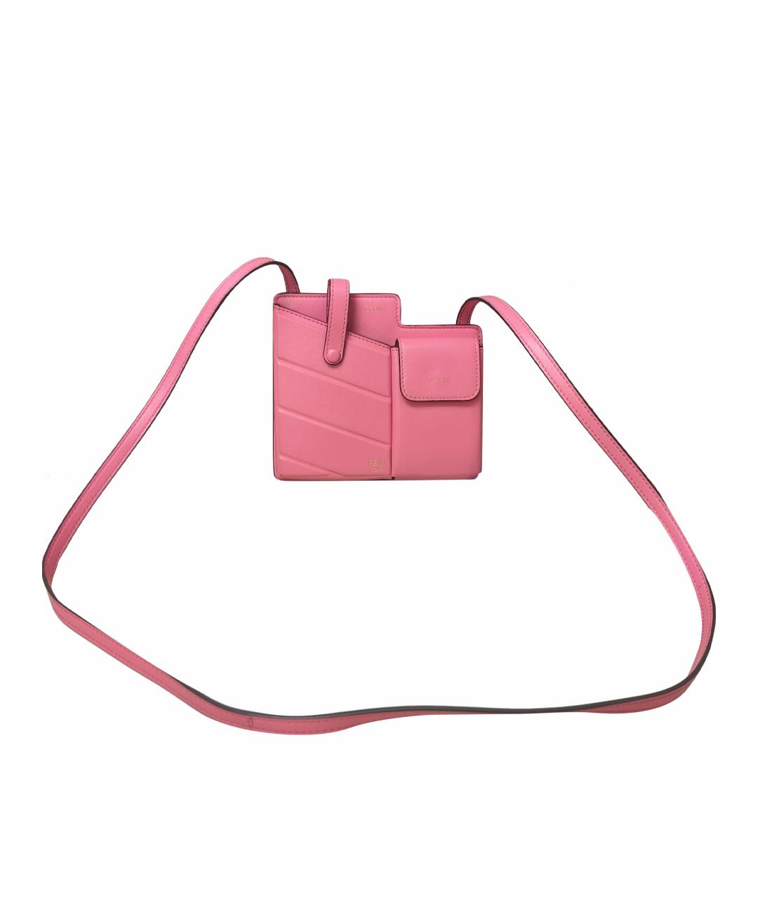 FENDI Розовая кожаная сумка через плечо, фото 1