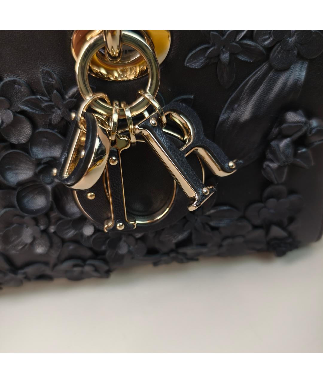 CHRISTIAN DIOR Черная кожаная сумка с короткими ручками, фото 8