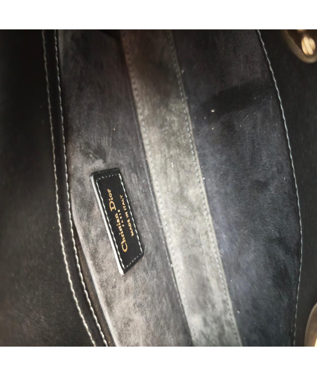 CHRISTIAN DIOR Черная кожаная сумка с короткими ручками, фото 9