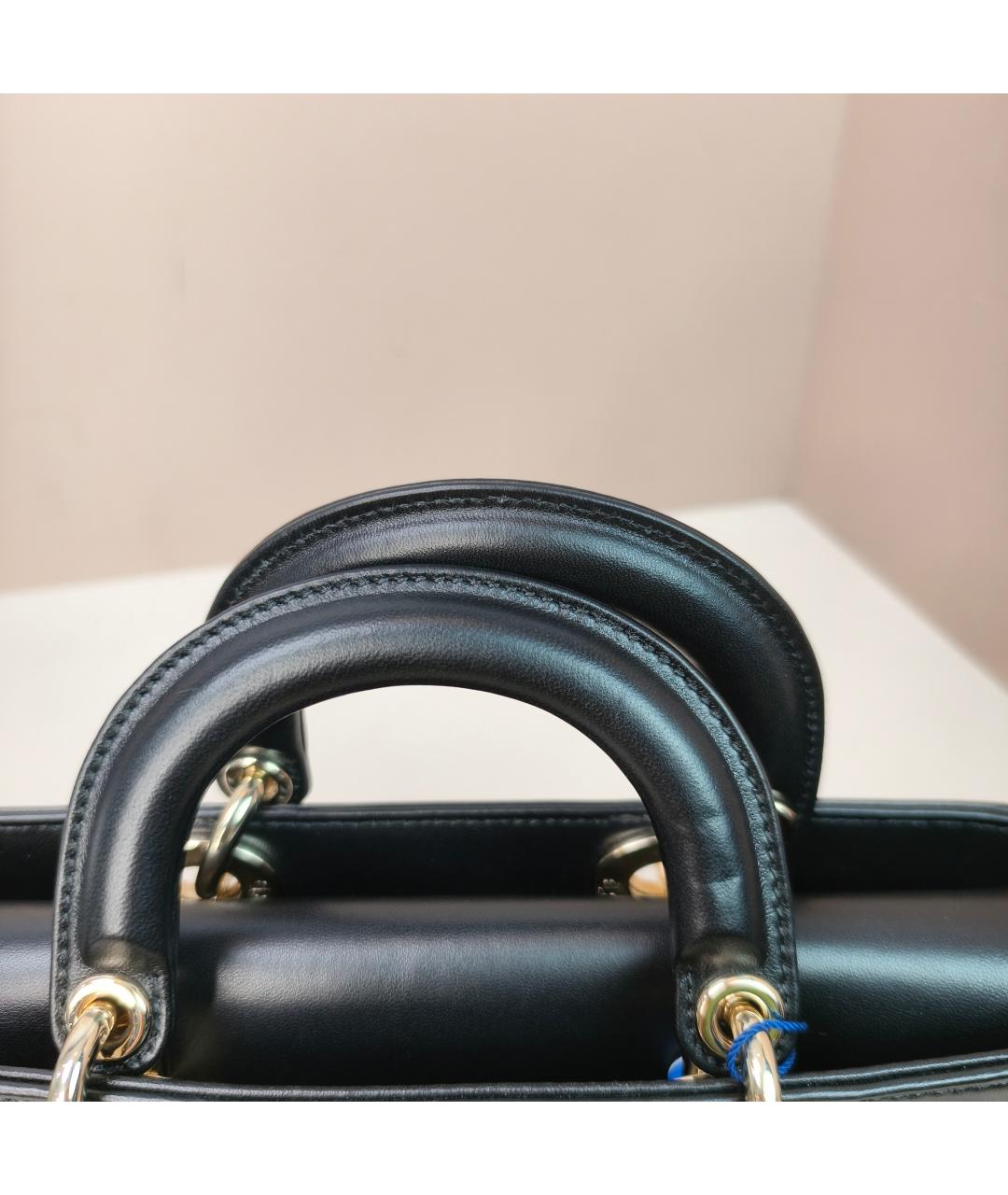 CHRISTIAN DIOR Черная кожаная сумка с короткими ручками, фото 3