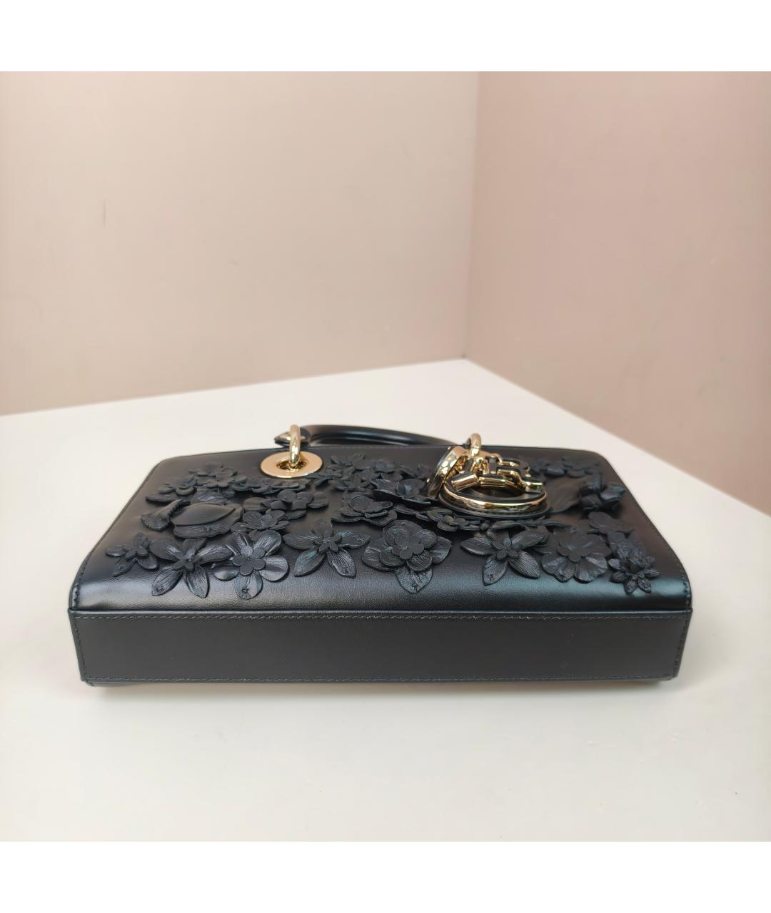 CHRISTIAN DIOR Черная кожаная сумка с короткими ручками, фото 10