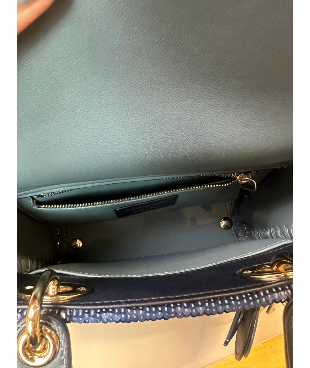 CHRISTIAN DIOR Синяя кожаная сумка с короткими ручками, фото 2