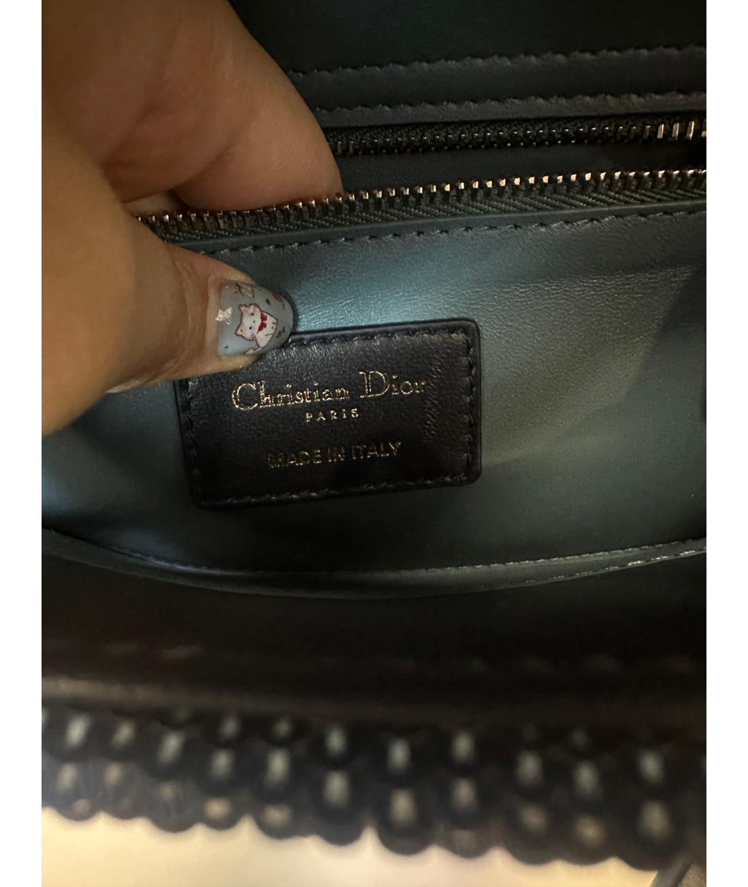 CHRISTIAN DIOR Синяя кожаная сумка с короткими ручками, фото 7