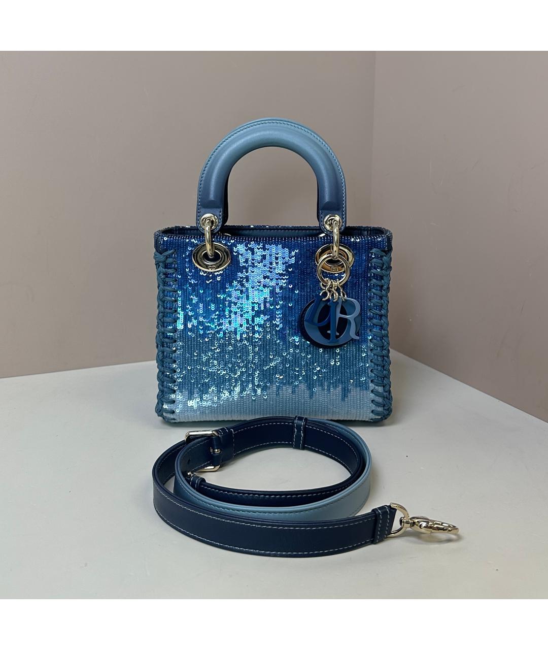 CHRISTIAN DIOR Синяя кожаная сумка с короткими ручками, фото 10