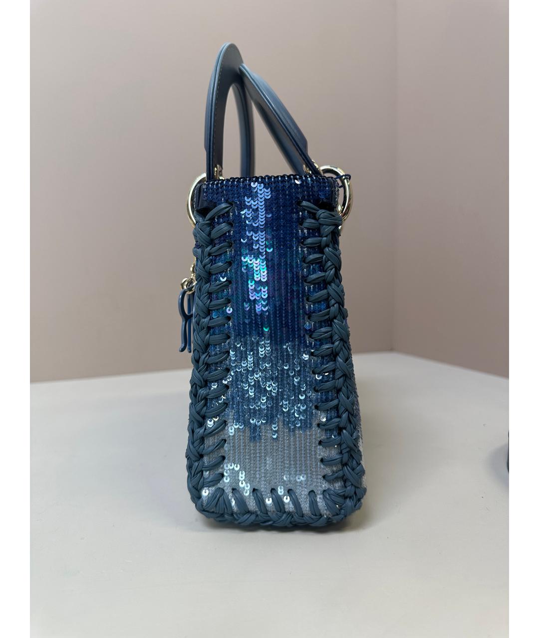 CHRISTIAN DIOR Синяя кожаная сумка с короткими ручками, фото 9