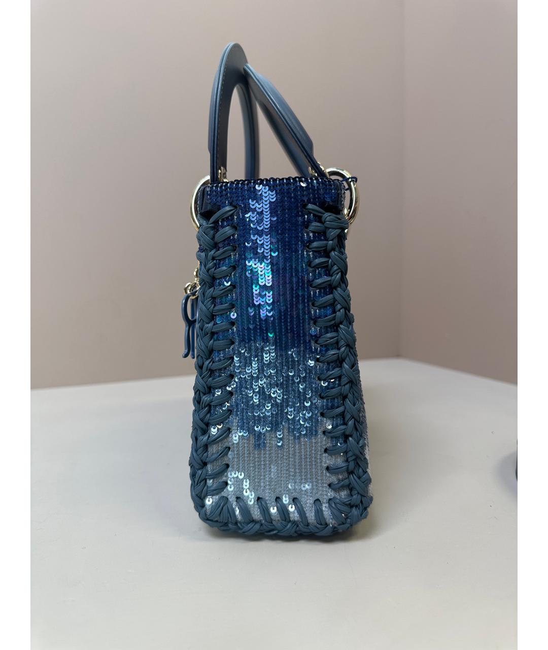 CHRISTIAN DIOR Синяя кожаная сумка с короткими ручками, фото 3