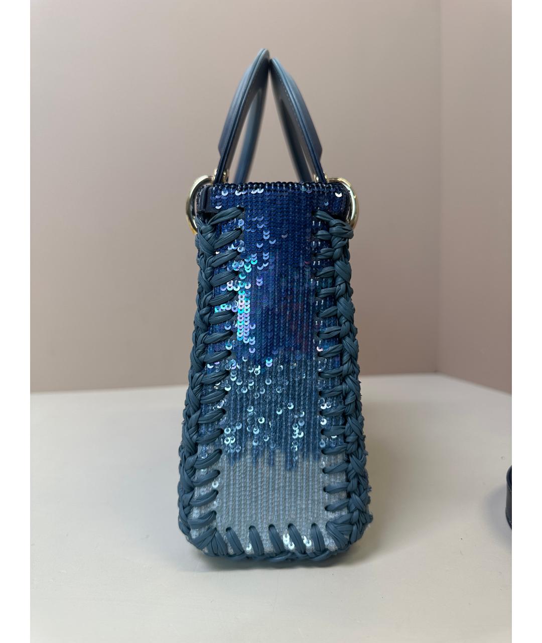 CHRISTIAN DIOR Синяя кожаная сумка с короткими ручками, фото 4