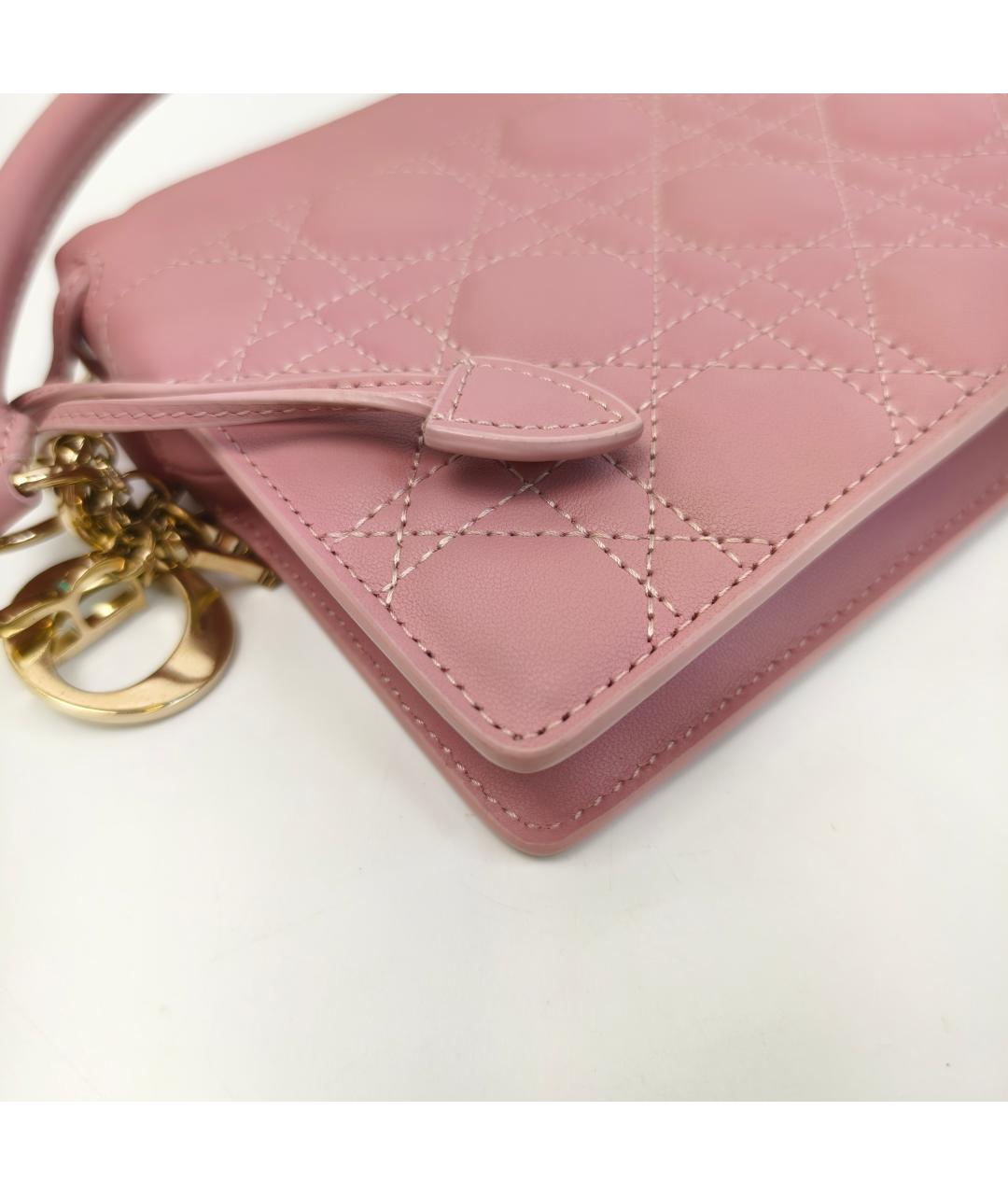 CHRISTIAN DIOR Розовая кожаная сумка через плечо, фото 3