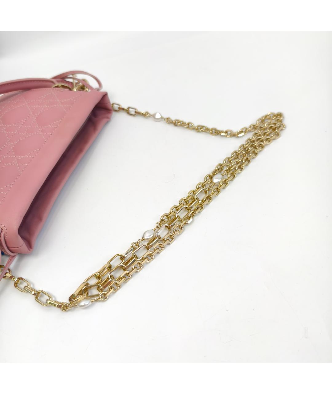 CHRISTIAN DIOR Розовая кожаная сумка через плечо, фото 4