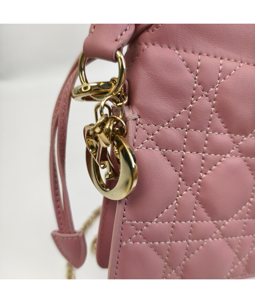 CHRISTIAN DIOR Розовая кожаная сумка через плечо, фото 5