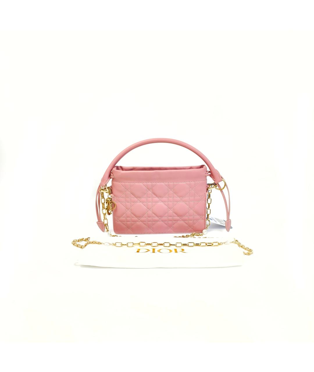 CHRISTIAN DIOR Розовая кожаная сумка через плечо, фото 7
