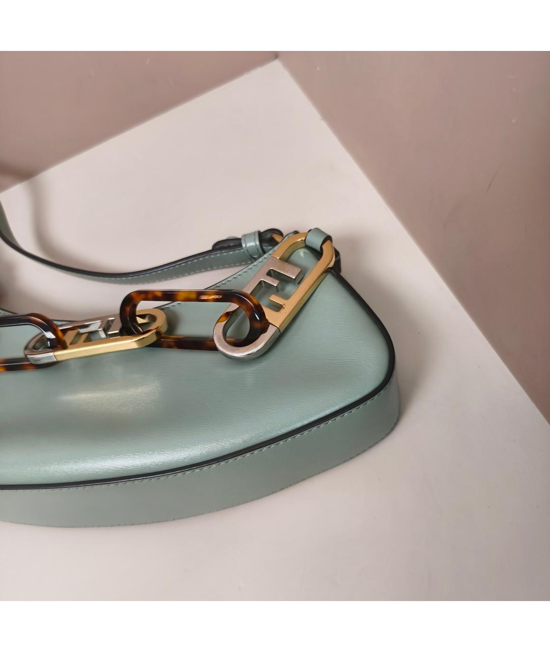 FENDI Бирюзовая кожаная сумка через плечо, фото 7