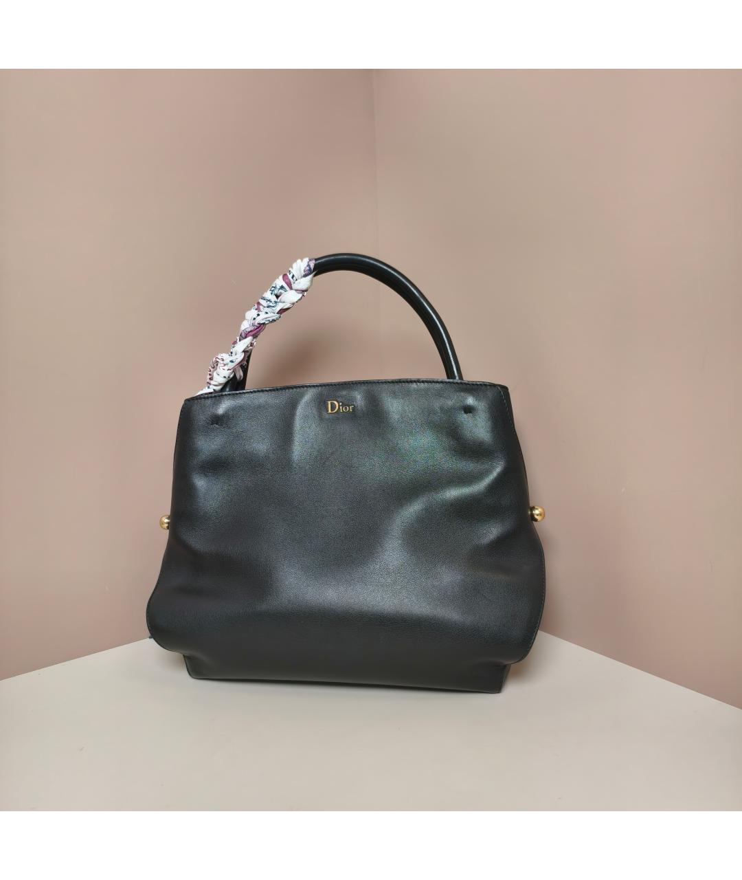 CHRISTIAN DIOR Черная кожаная сумка с короткими ручками, фото 2