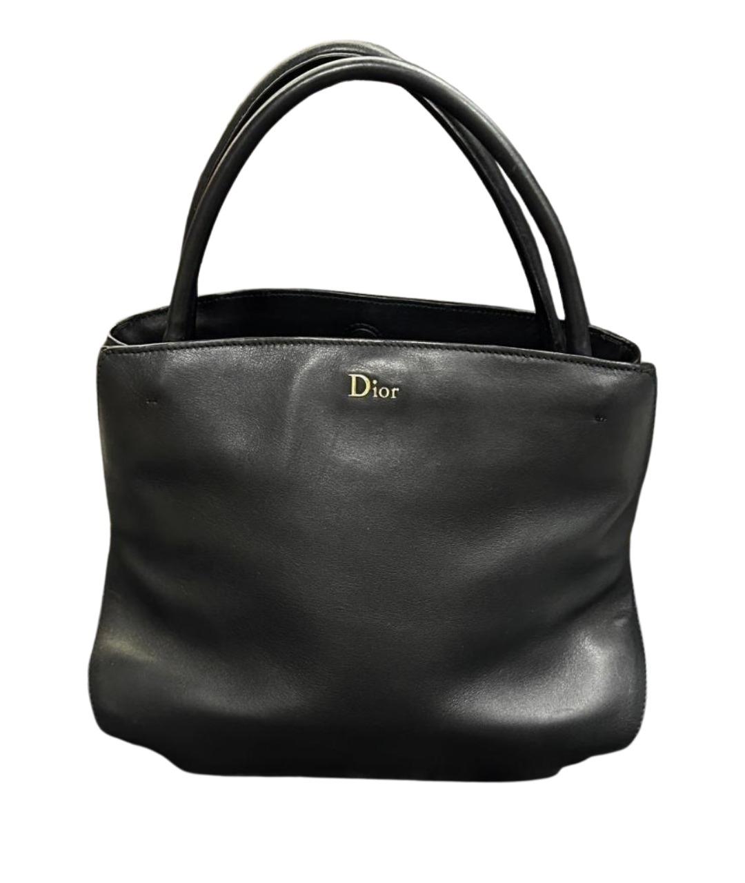 CHRISTIAN DIOR Черная кожаная сумка с короткими ручками, фото 1