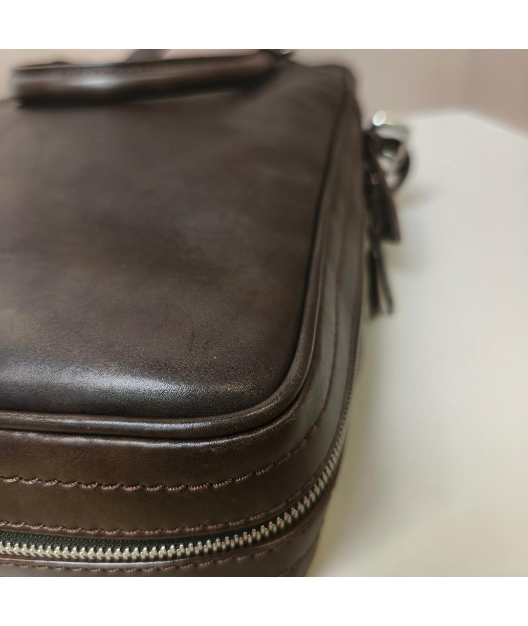 LOUIS VUITTON Коричневая кожаная сумка через плечо, фото 6