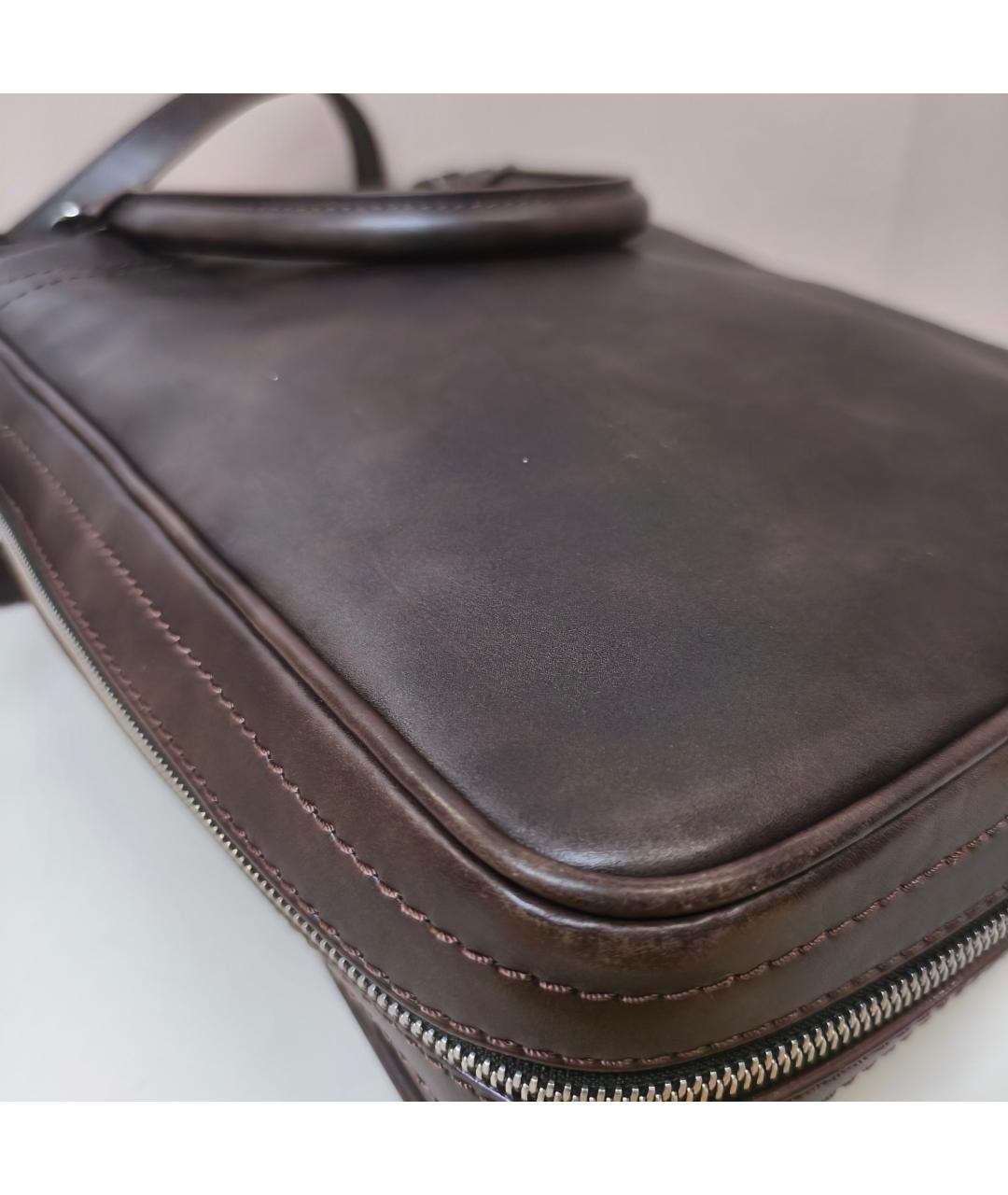 LOUIS VUITTON Коричневая кожаная сумка через плечо, фото 5