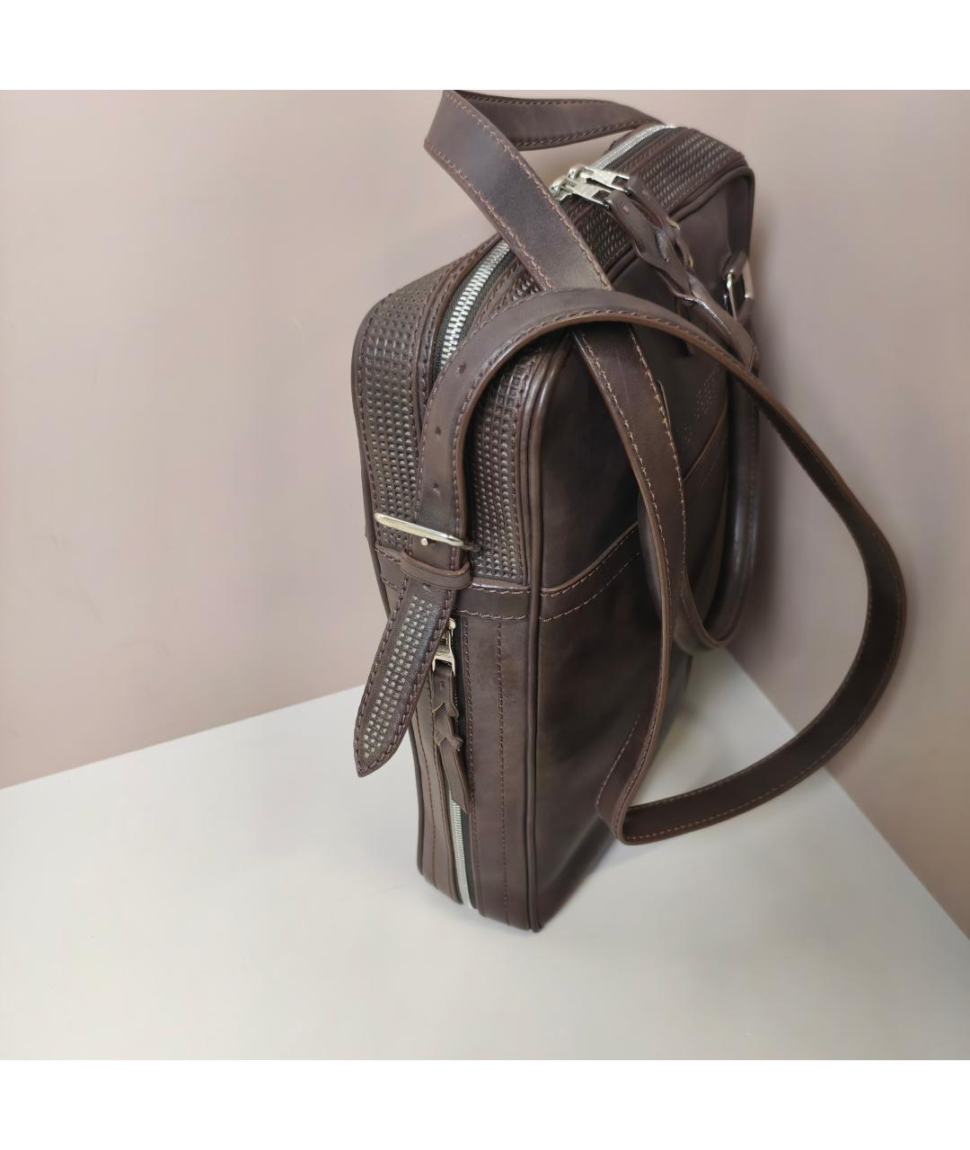 LOUIS VUITTON Коричневая кожаная сумка через плечо, фото 8