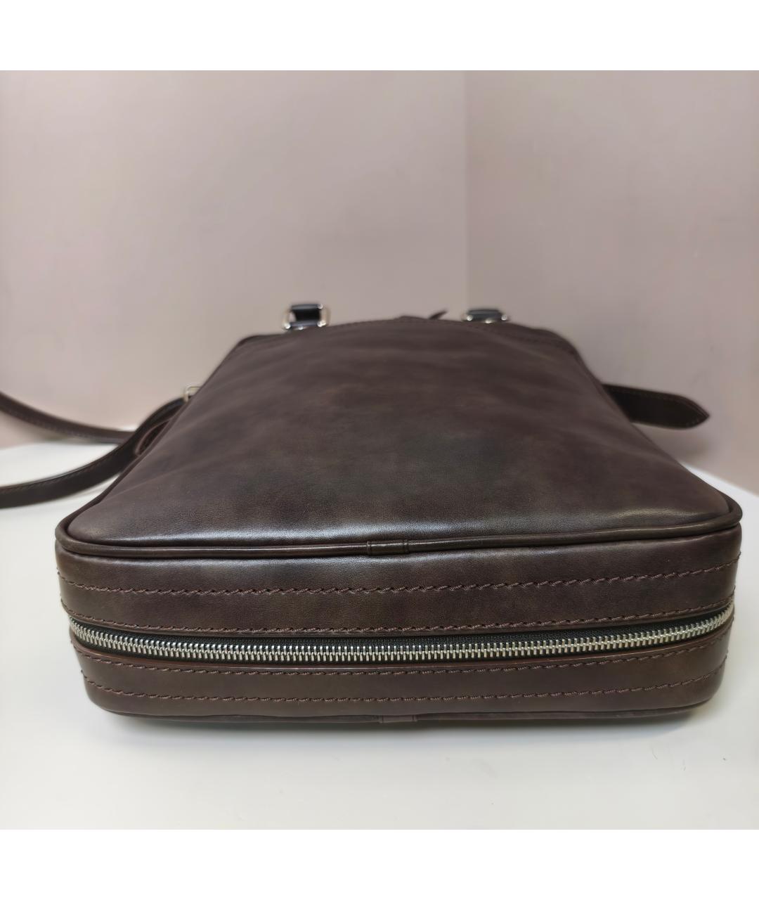 LOUIS VUITTON Коричневая кожаная сумка через плечо, фото 4