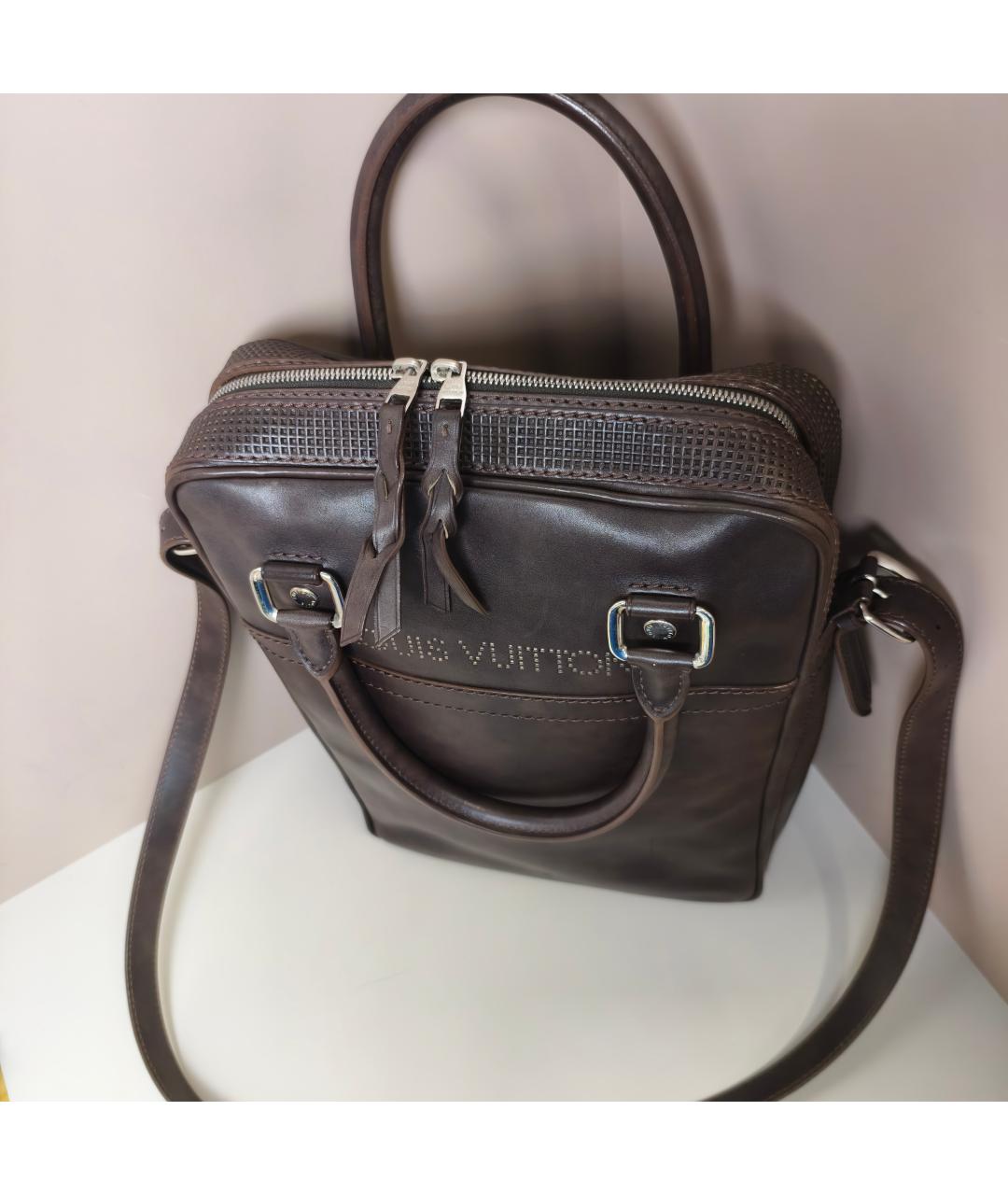 LOUIS VUITTON Коричневая кожаная сумка через плечо, фото 10