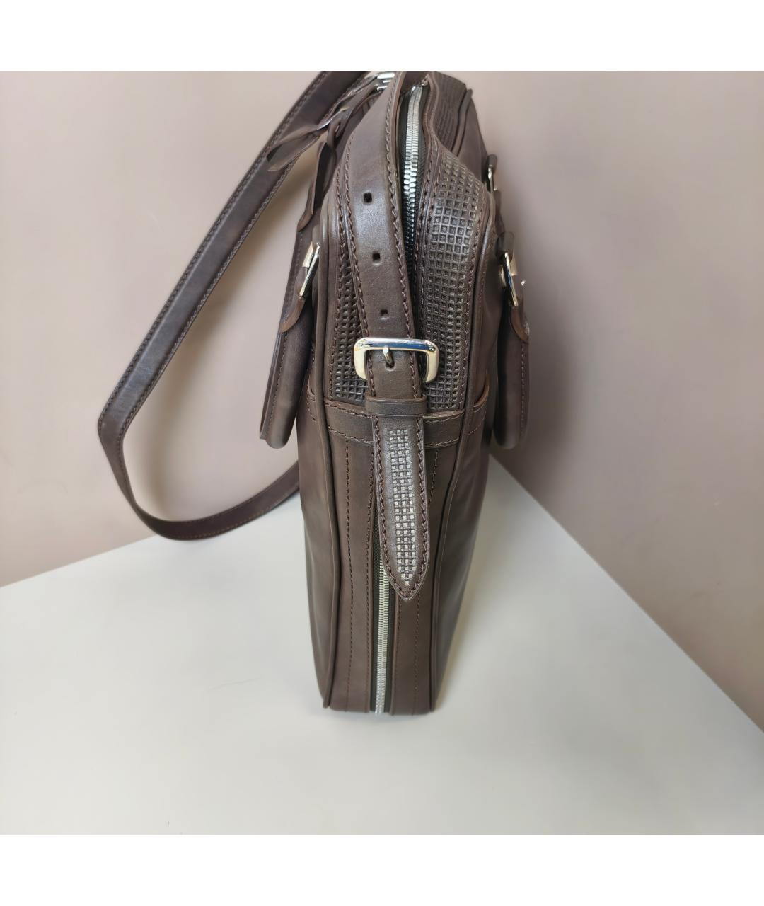 LOUIS VUITTON Коричневая кожаная сумка через плечо, фото 3