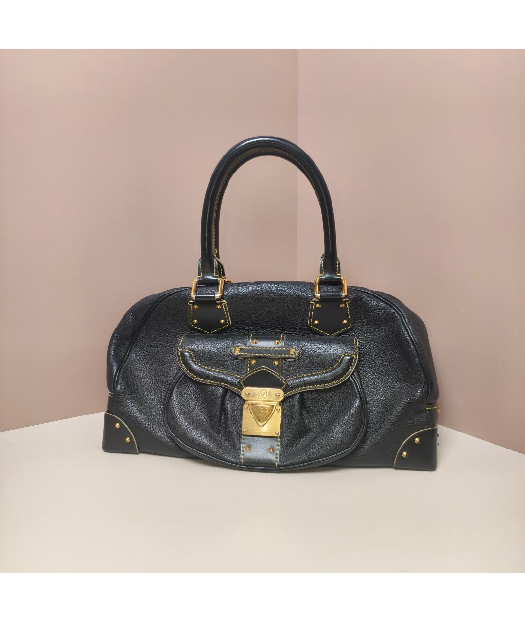 LOUIS VUITTON Черная кожаная сумка с короткими ручками, фото 4