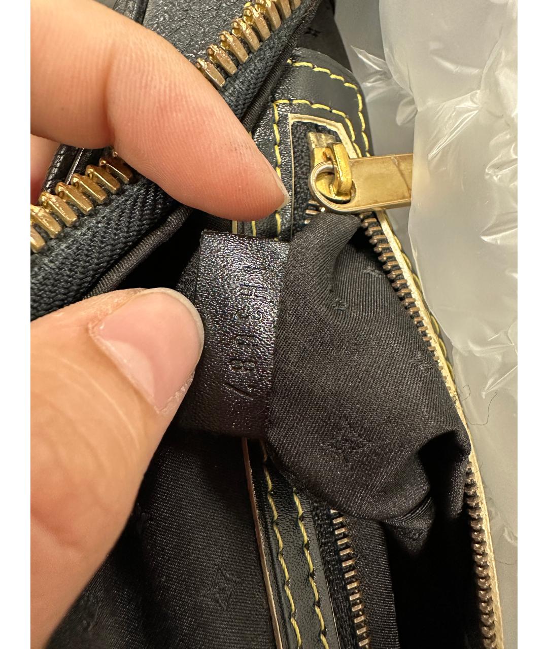 LOUIS VUITTON Черная кожаная сумка с короткими ручками, фото 3