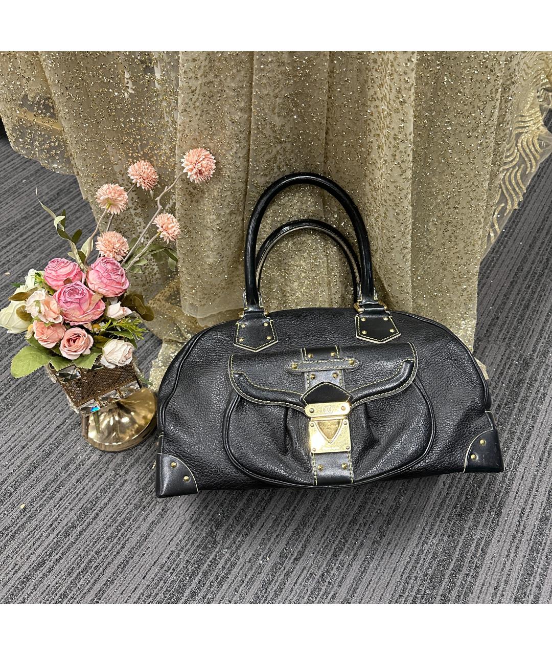 LOUIS VUITTON Черная кожаная сумка с короткими ручками, фото 2