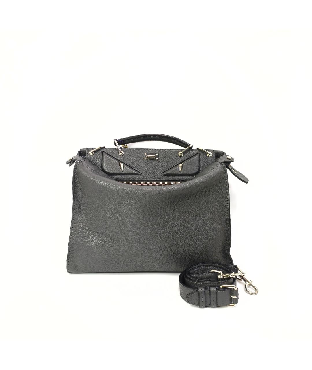 FENDI Серая кожаная сумка через плечо, фото 10