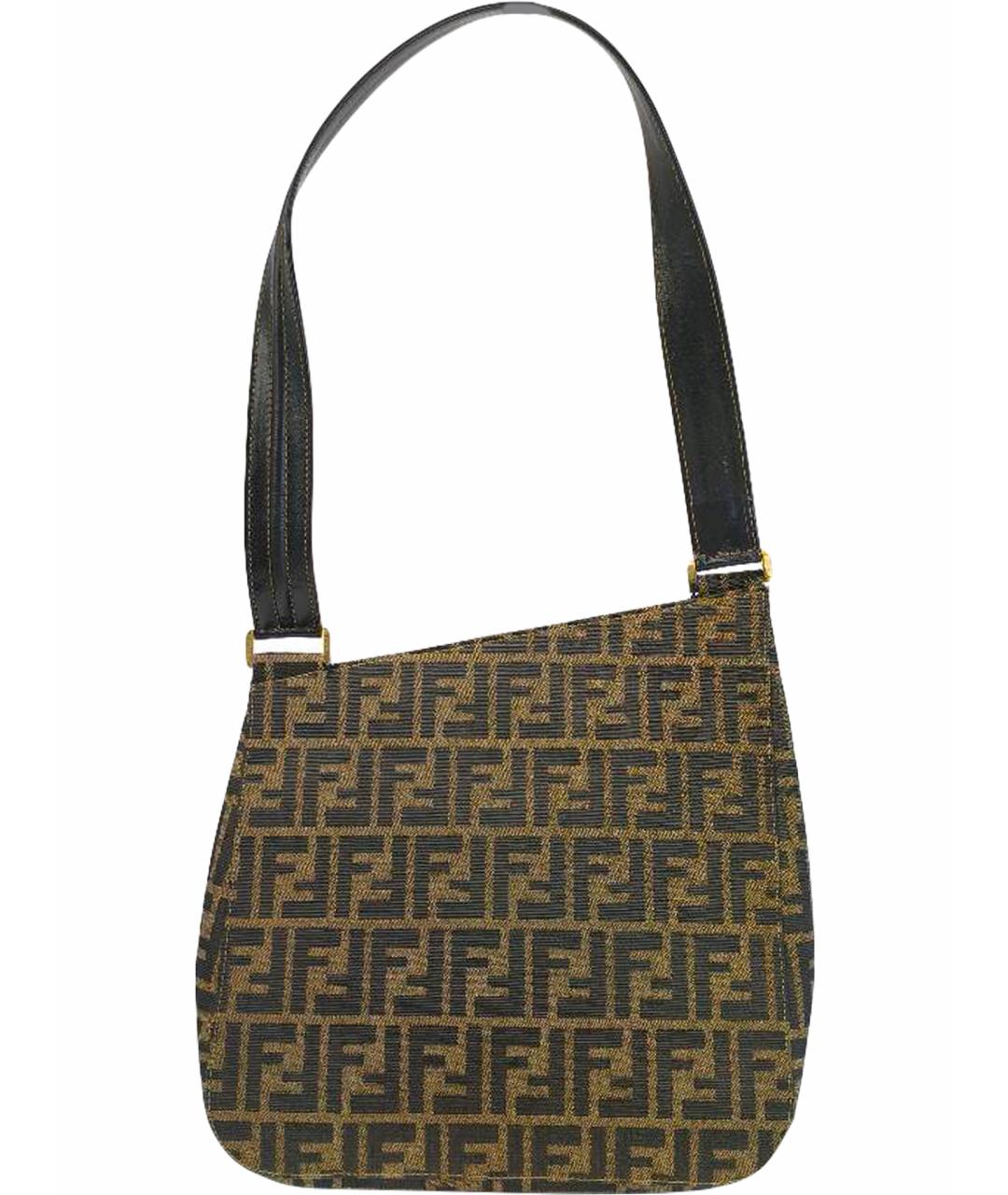 FENDI Коричневая тканевая сумка через плечо, фото 1