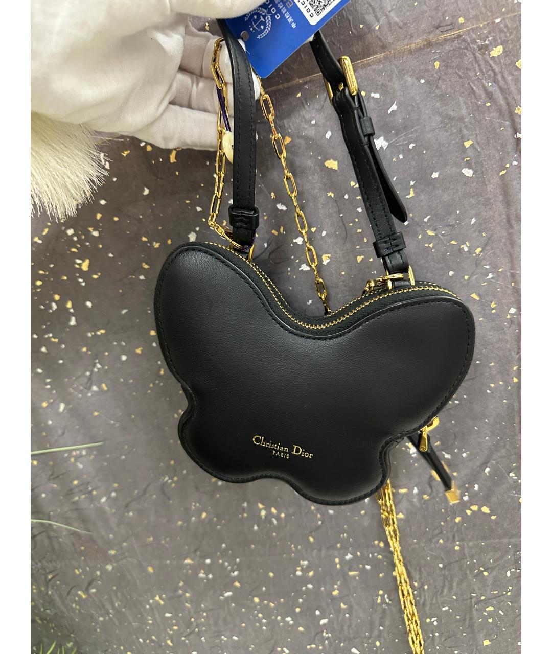 CHRISTIAN DIOR Черная кожаная сумка через плечо, фото 8