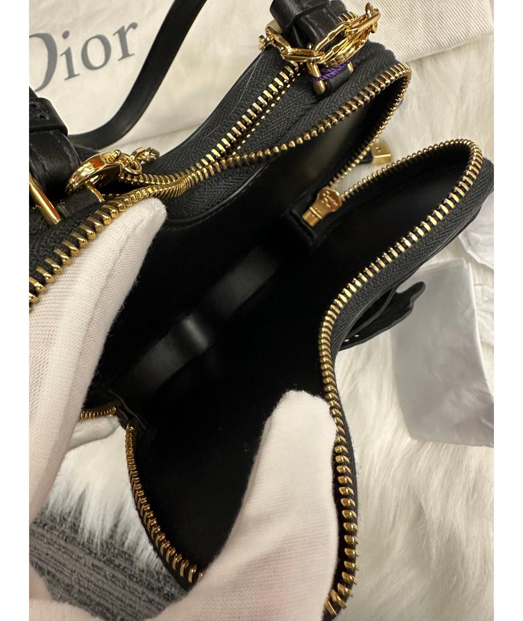 CHRISTIAN DIOR Черная кожаная сумка через плечо, фото 7
