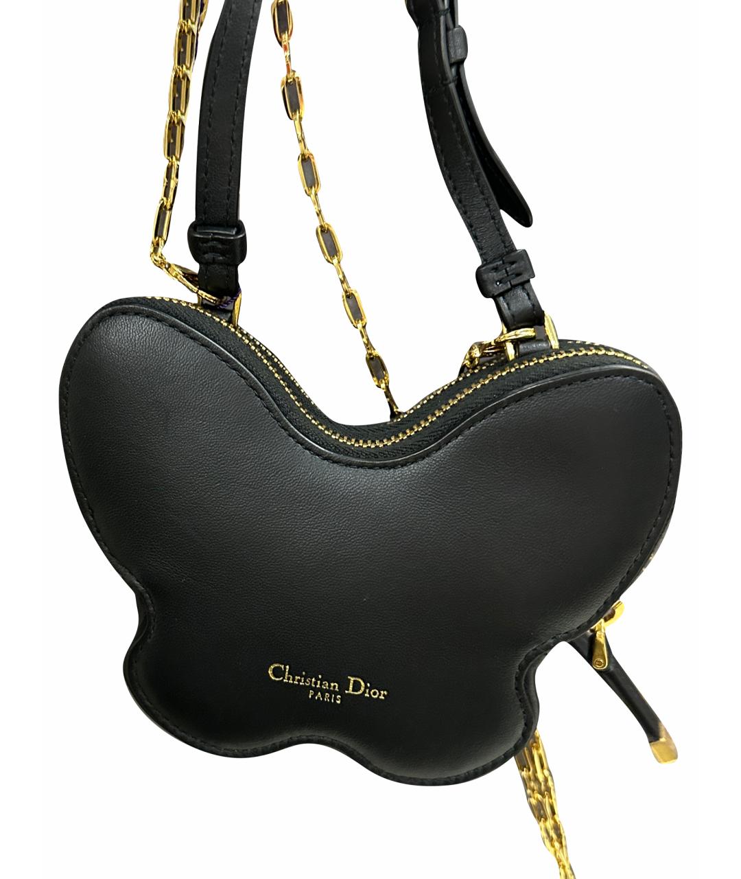 CHRISTIAN DIOR Черная кожаная сумка через плечо, фото 1