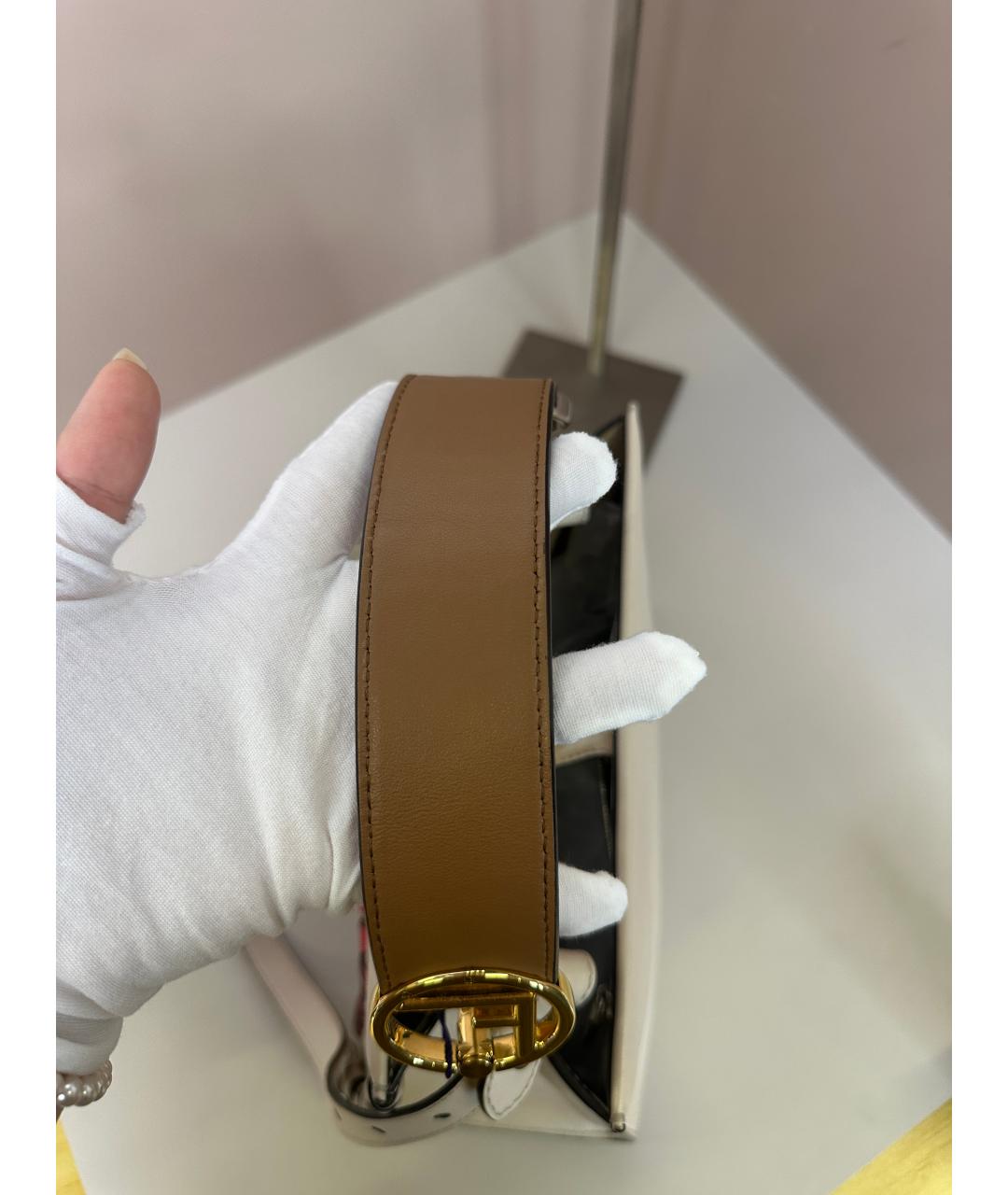 FENDI Бежевая кожаная сумка через плечо, фото 3