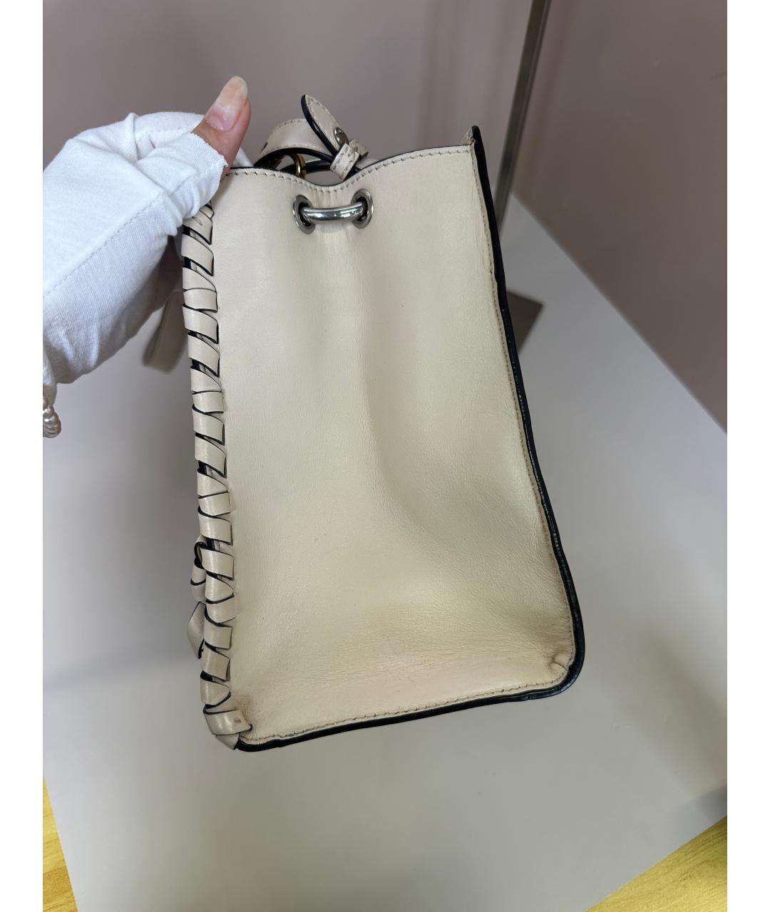 FENDI Бежевая кожаная сумка через плечо, фото 8