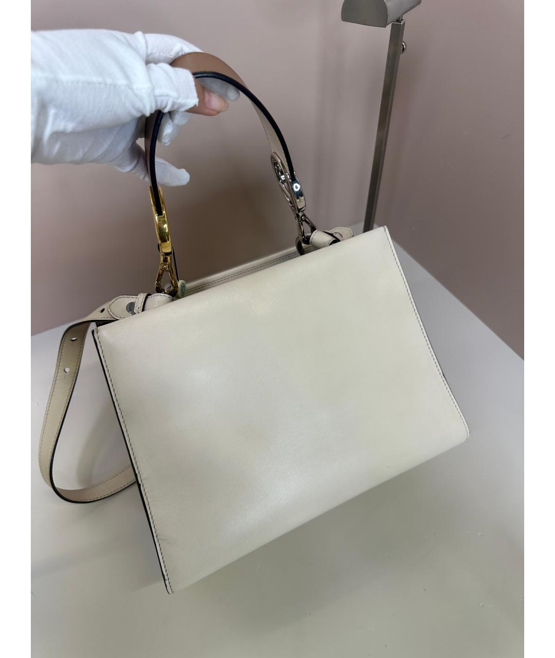 FENDI Бежевая кожаная сумка через плечо, фото 7