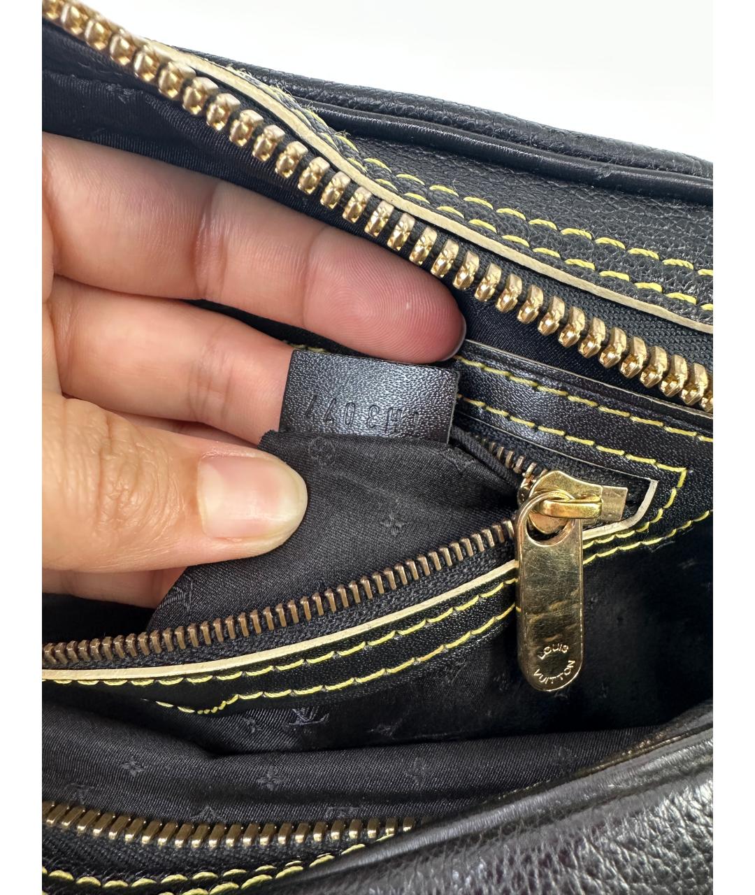 LOUIS VUITTON Черная кожаная сумка через плечо, фото 6