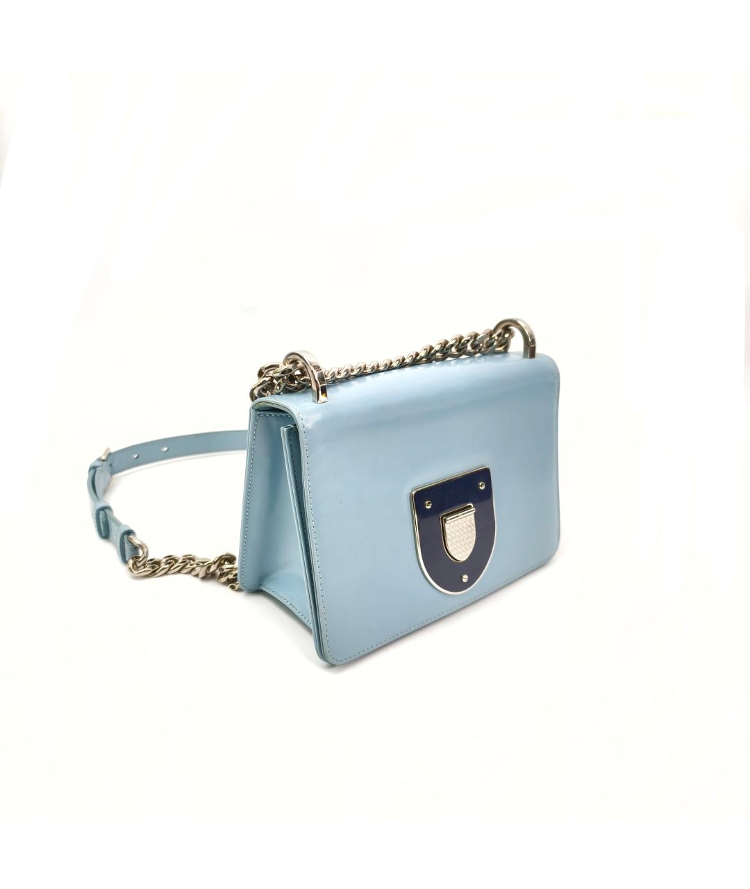CHRISTIAN DIOR Голубая кожаная сумка через плечо, фото 3
