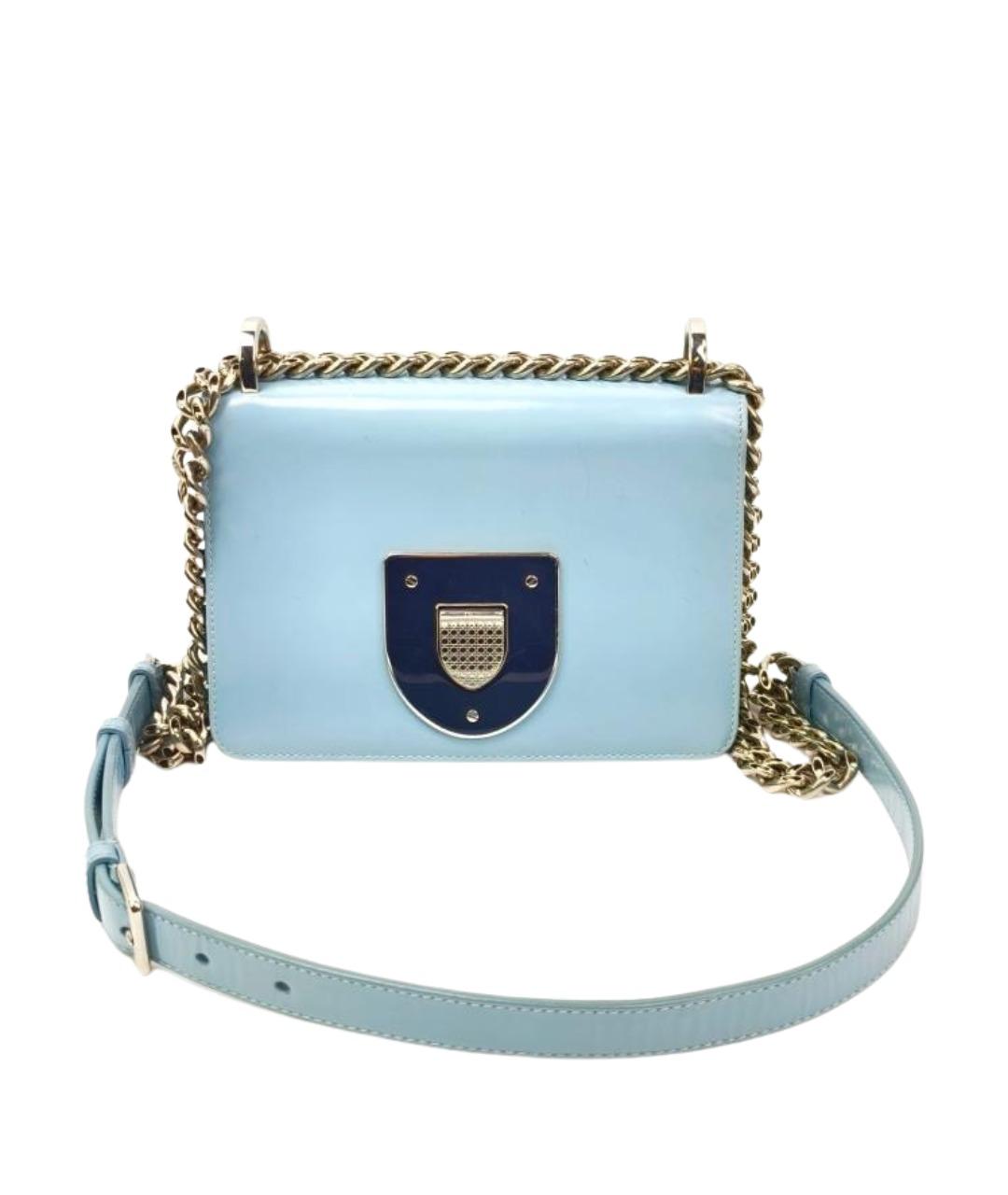 CHRISTIAN DIOR Голубая кожаная сумка через плечо, фото 1