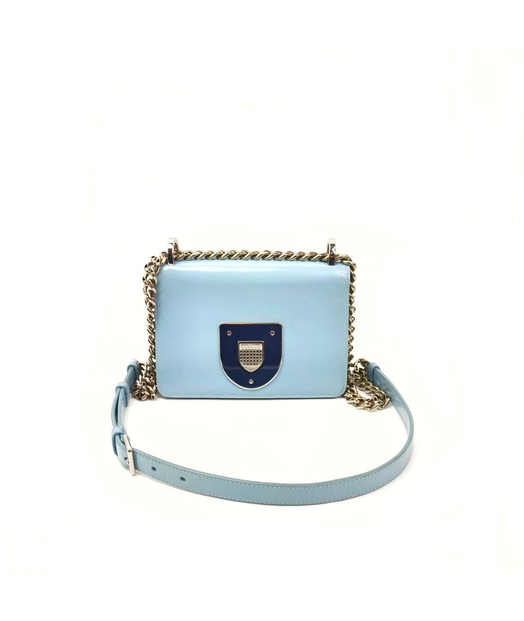 CHRISTIAN DIOR Голубая кожаная сумка через плечо, фото 10