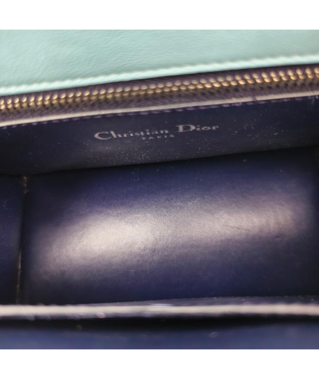 CHRISTIAN DIOR Голубая кожаная сумка через плечо, фото 5