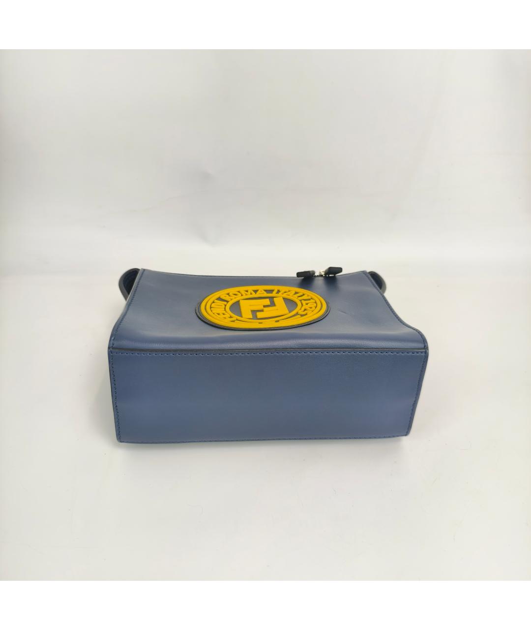 FENDI Синяя кожаная сумка с короткими ручками, фото 5