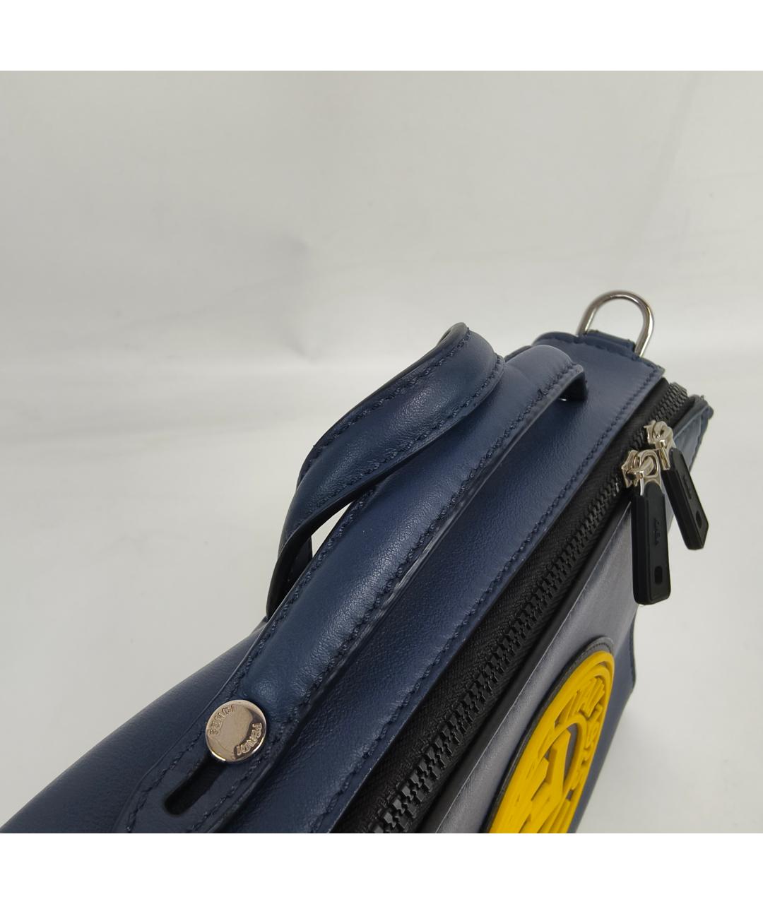 FENDI Синяя кожаная сумка с короткими ручками, фото 2