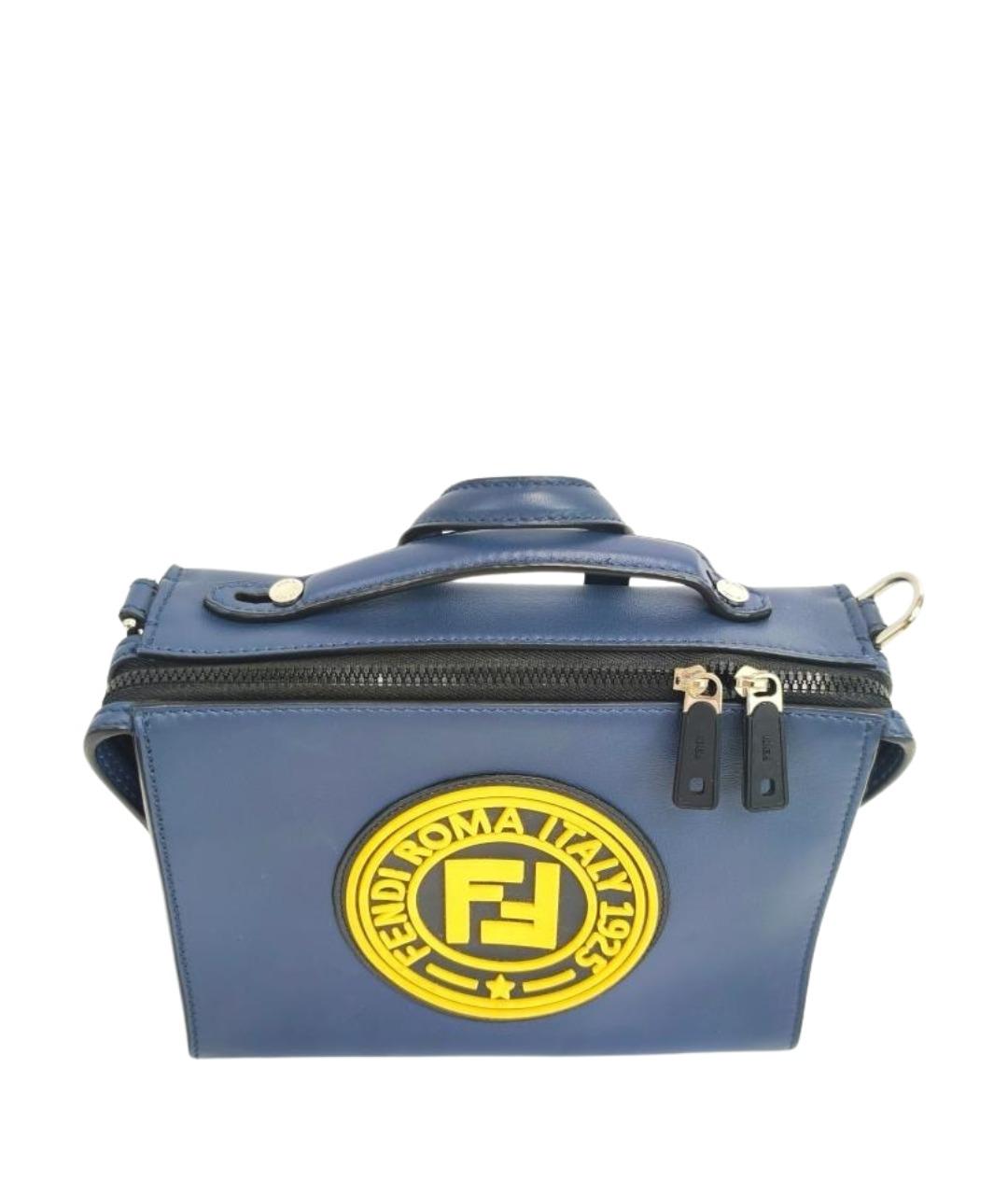 FENDI Синяя кожаная сумка с короткими ручками, фото 1