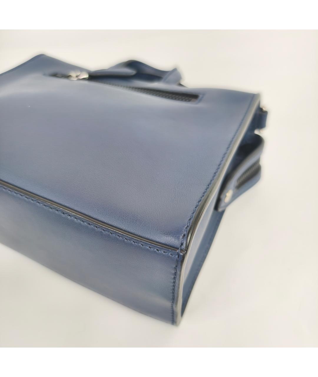 FENDI Синяя кожаная сумка с короткими ручками, фото 6