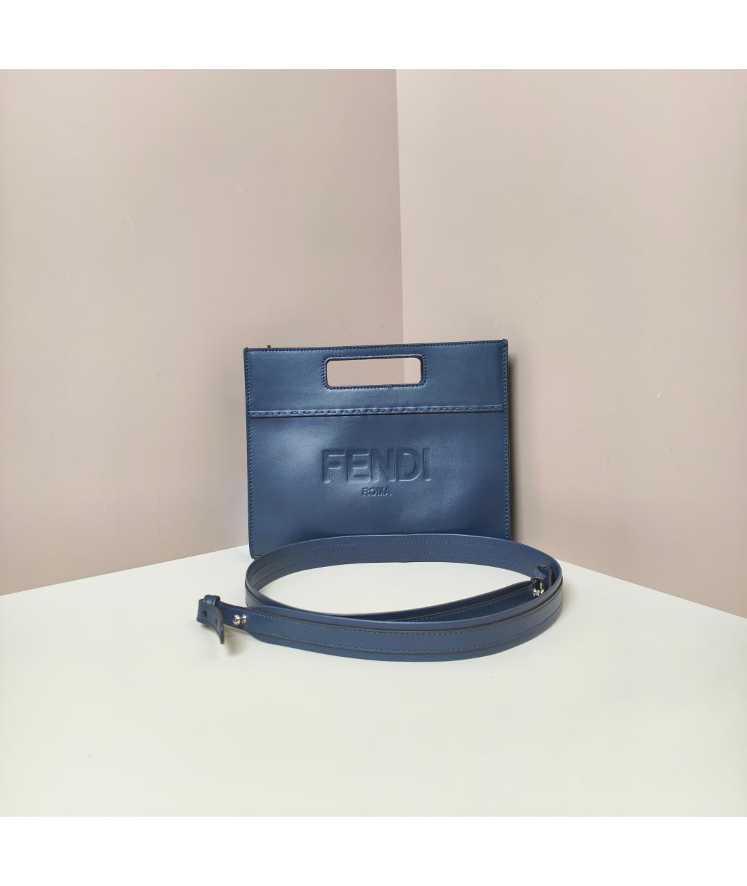 FENDI Синяя кожаная сумка через плечо, фото 3