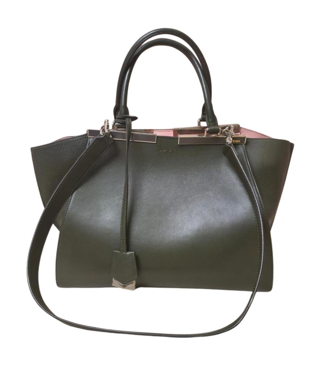 FENDI Хаки кожаная сумка через плечо, фото 1