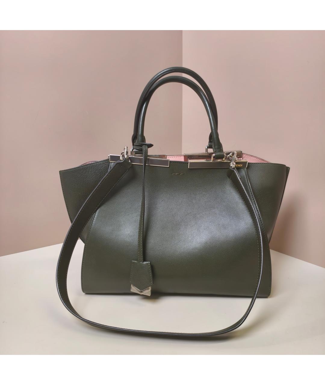 FENDI Хаки кожаная сумка через плечо, фото 5