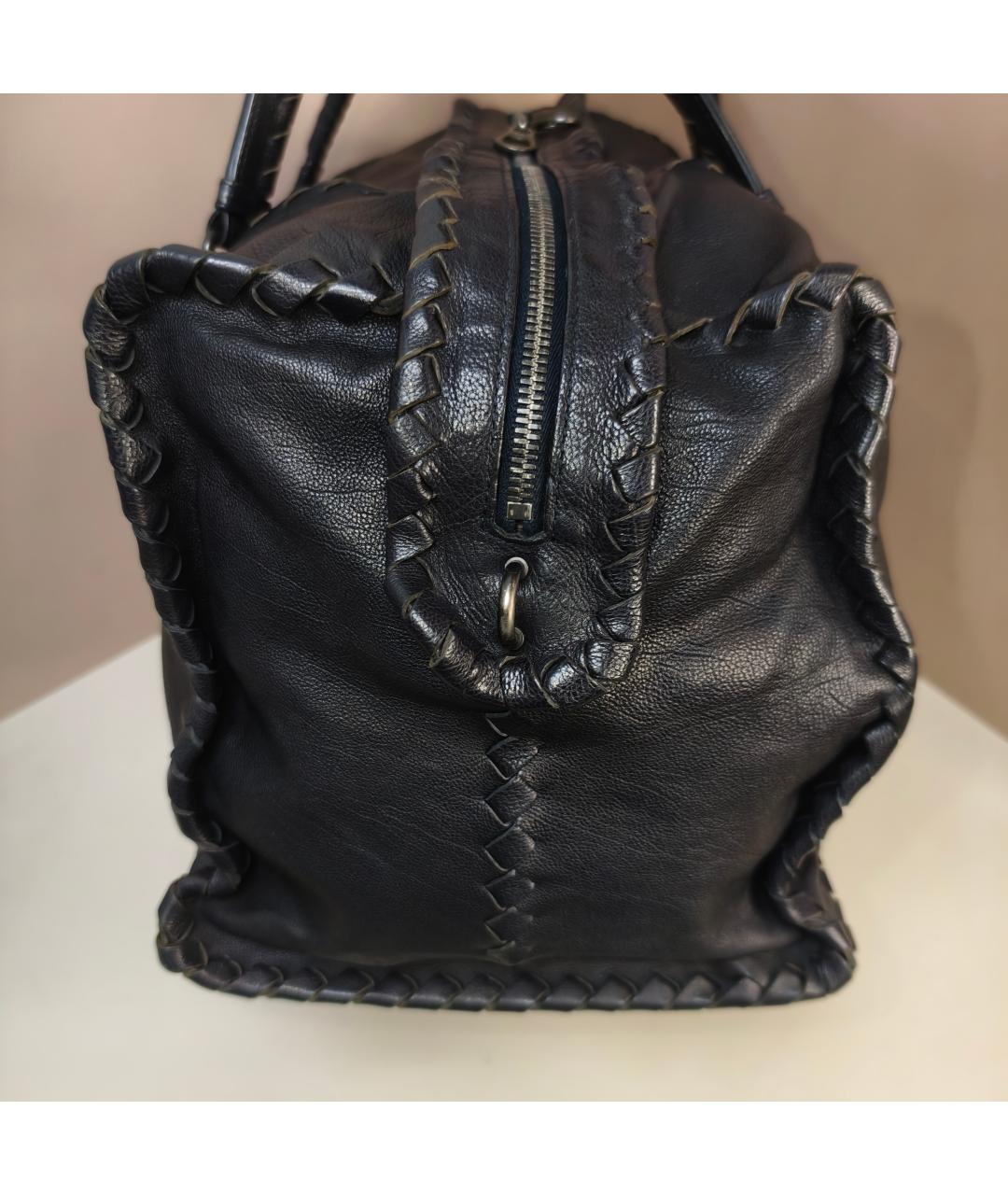BOTTEGA VENETA Черная кожаная дорожная/спортивная сумка, фото 4