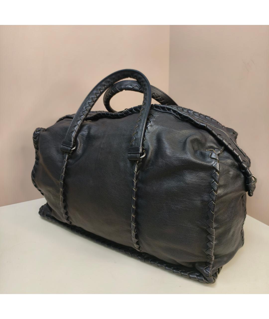 BOTTEGA VENETA Черная кожаная дорожная/спортивная сумка, фото 6