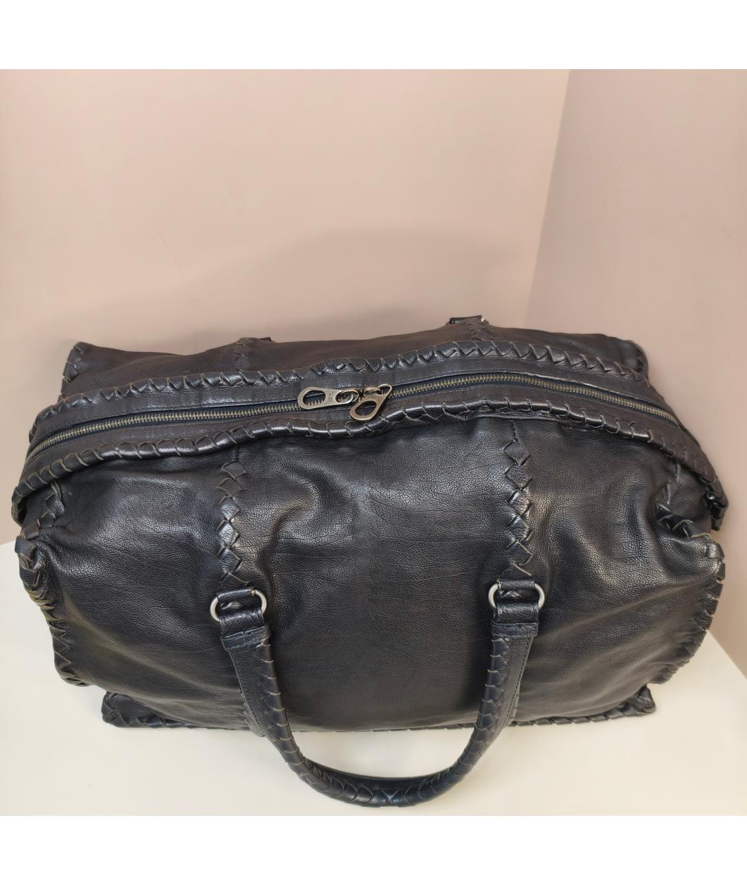 BOTTEGA VENETA Черная кожаная дорожная/спортивная сумка, фото 3